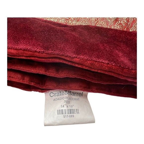 Set If 4 Burgundy deep red velour velvet placemats Crate And Barrel Holiday - Picture 4 of 7